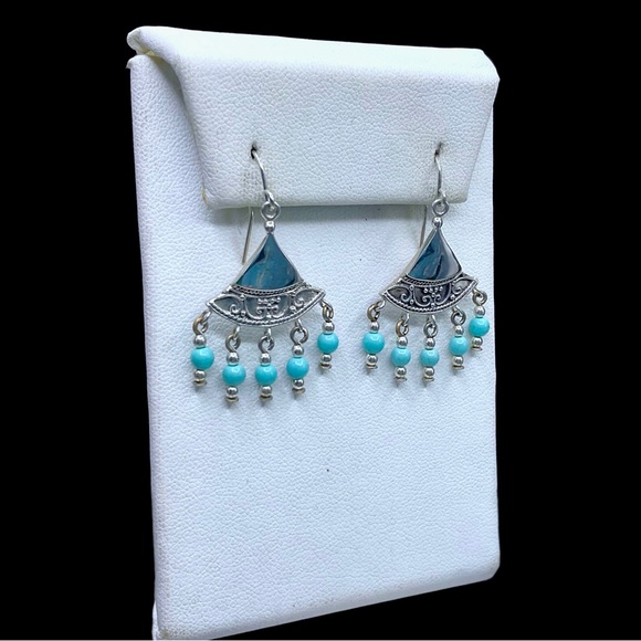 🌺Vintage Jezlaine Sterling & Turquoise Earrings - Picture 8 of 14